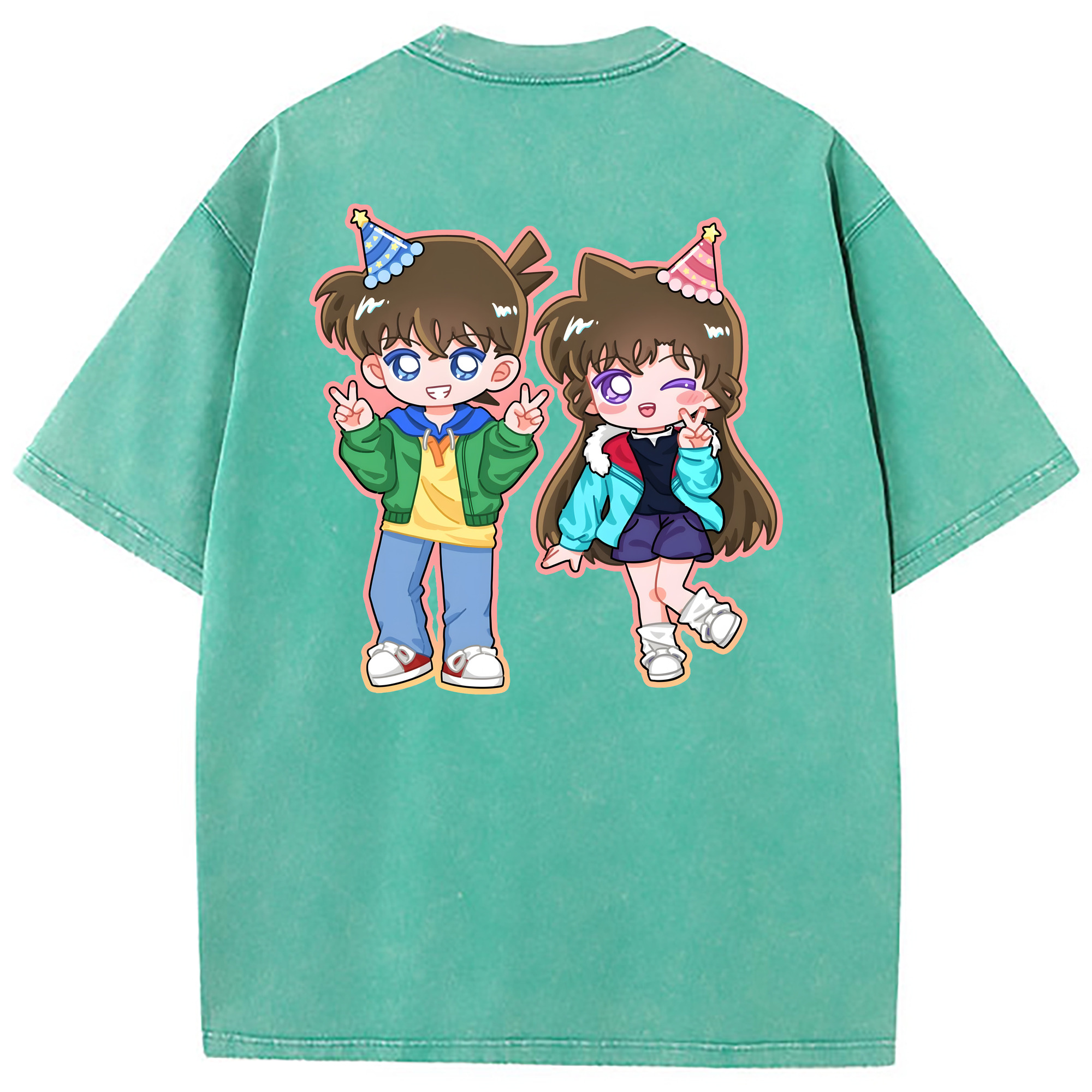 （画像用） 名探偵コナン 毛利 蘭 もうり らん、モーリ ラン Detective Conan Rachel Moore 綿100% ヴィンテージ風 半袖Tシャツ（背面プリント）